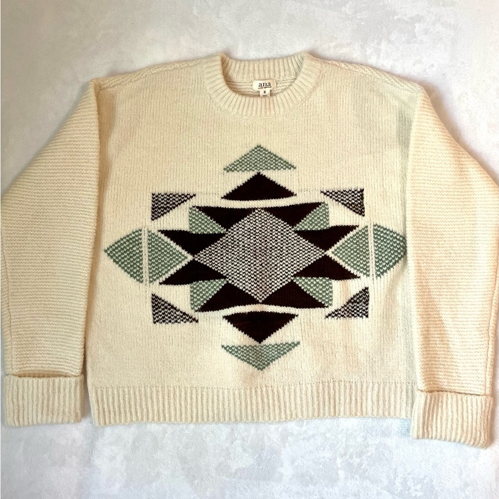 a.n.a Southwest Long Sleeve Crew Warm Casual Pull Over Sweater, Size M. MSRP$50